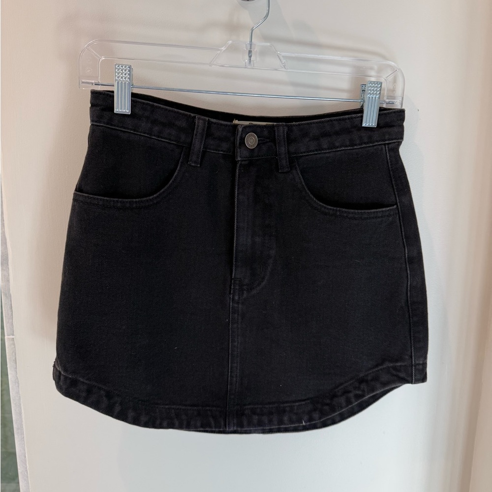 saltwater LUXE Black Denim Mini Skirt with Front Pockets